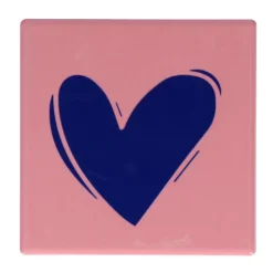 Tegeltje hartje - roze met blauw - 10x10 cm