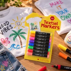 Textielstiften meerkleurig 6 stuks
