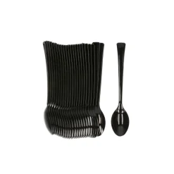 Theelepeltjes - herbruikbaar - plastic - zwart - 24 stuks