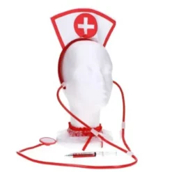 Verkleedset zuster wit/rood