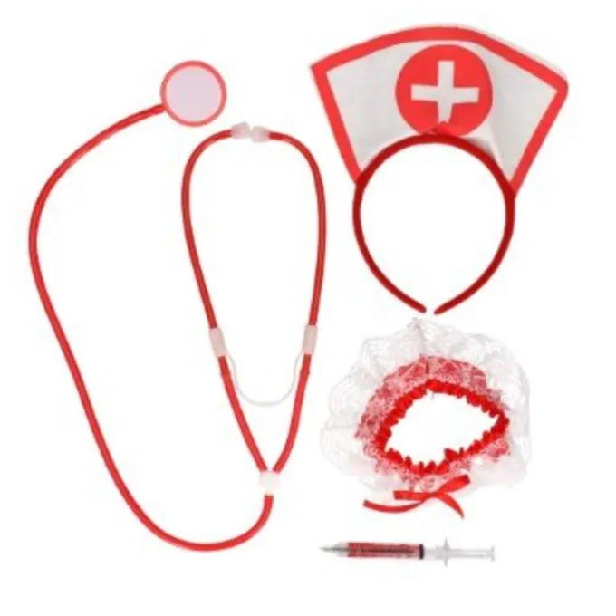 Verkleedset zuster wit/rood