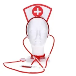 Verkleedset zuster wit/rood
