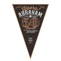 Vlag Abraham 50 jaar zwart/goud