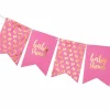 Vlaggenlijn baby shower roze - 4m