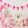 Vlaggenlijn Babyvoetjes roze/wit