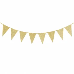 Vlaggenlijn glitter goud groot - 6m (10 vlaggen)
