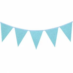 Vlaggenlijn glitter lichtblauw groot - 6m (10 vlaggen)