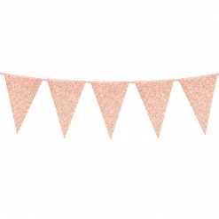 Vlaggenlijn glitter roségoud groot - 6m (10 vlaggen)