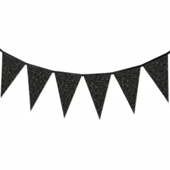 Vlaggenlijn glitter zwart groot - 6m (10 vlaggen)