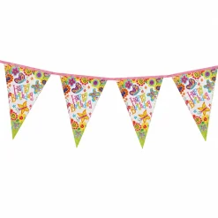 Vlaggenlijn Happy Birthday bloemen - 2,6m