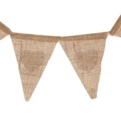 Vlaggenlijn linnen hart beige/wit - 2m (13 vlaggen)