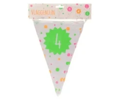 Vlaggenlijn neon 4 jaar - 4m (15 vlaggen)