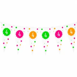 Vlaggenlijn neon 4 jaar - 4m (15 vlaggen)