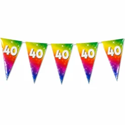 Vlaggenlijn regenboog folie 40 jaar - 6m