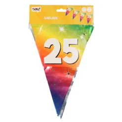 Vlaggenlijn regenboog folie 25 jaar - 6m