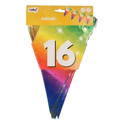 Vlaggenlijn regenboog folie 16 jaar - 6m