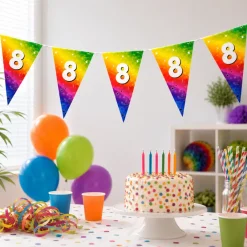 Vlaggenlijn regenboog folie 8 jaar - 6m
