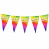 Vlaggenlijn regenboog folie Happy Birthday - 6m