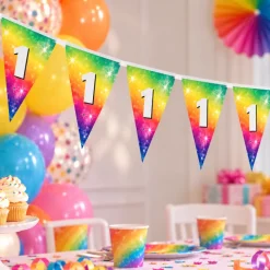 Vlaggenlijn regenboog folie 1 jaar - 6m