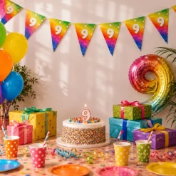 Vlaggenlijn regenboog folie 9 jaar - 6m