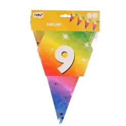 Vlaggenlijn regenboog folie 9 jaar - 6m