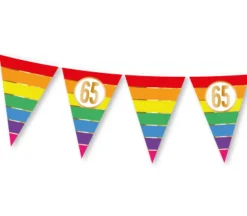 Vlaggenlijn regenboog goud 65 jaar - 5m (15 vlaggen)