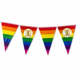 Vlaggenlijn regenboog goud 30 jaar - 5m (15 vlaggen)