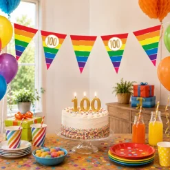 Vlaggenlijn regenboog goud 100 - 5m (15 vlaggen)