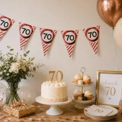 Vlaggenlijn verkeersbord 70 jaar - 3m