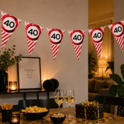 Vlaggenlijn verkeersbord 40 jaar - 3m