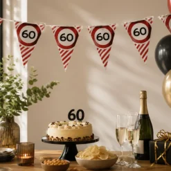 Vlaggenlijn verkeersbord 60 jaar - 3m