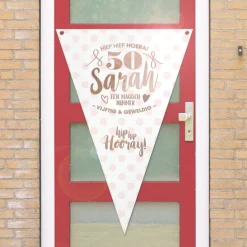 Vlag Sarah 50 jaar wit/roze