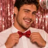 Vlinderdas glitter rood