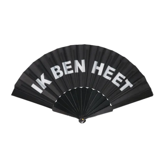 Waaier Ik ben heet zwart/wit