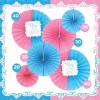 Waaiers gender reveal papier roze/blauw- 6 stuks