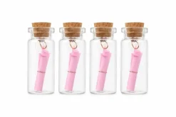 Wensflesjes geboorte roze - 4 stuks