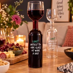 Wine Glass Bottle I limit myself to one glass of wine a day!